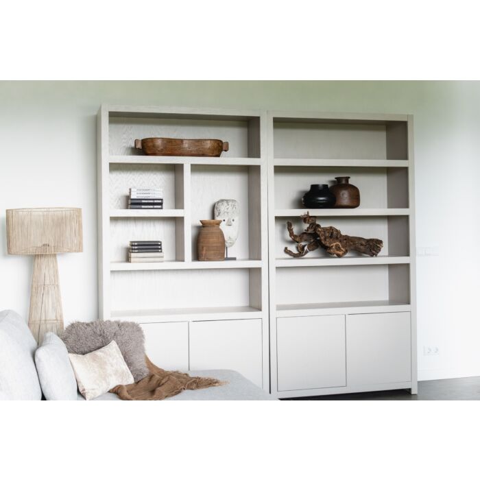 Boekenkast Diamond Taupe 120cm 5 Vaks Rechts Eiken