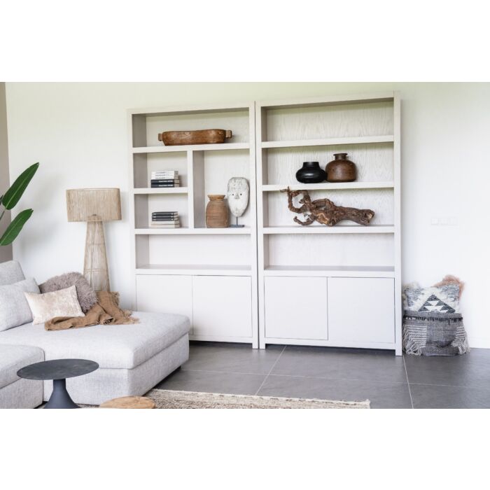 Boekenkast Diamond Taupe 120cm 5 Vaks Rechts Eiken