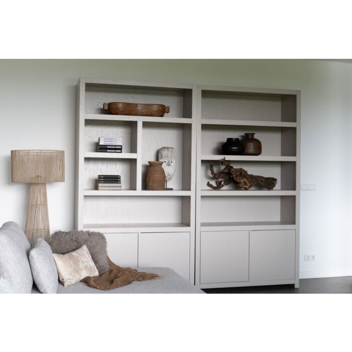 Boekenkast Diamond Taupe 120cm 5 Vaks Rechts Eiken