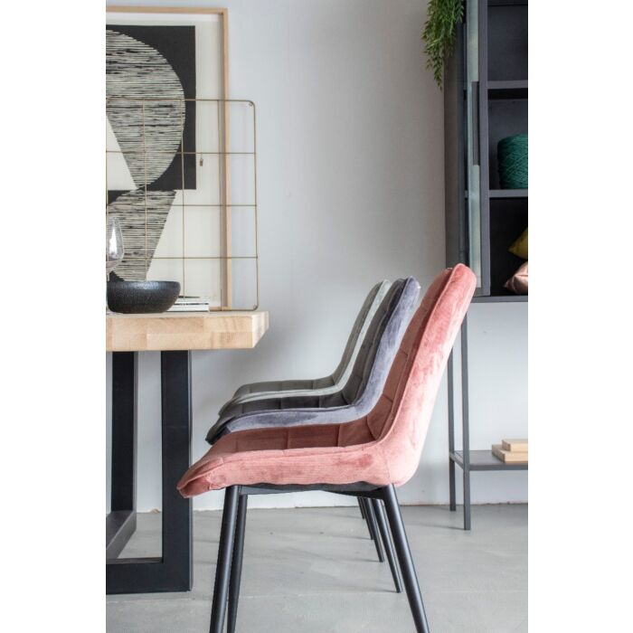 Velvet Eetkamerstoel Robby Velours Oud Roze