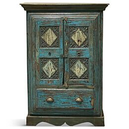 Houten India Opbergkast Blauw 