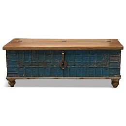 Houten En Metalen India Kist Blauw