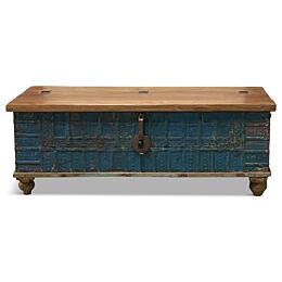 Houten En Metalen India Kist Blauw