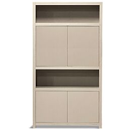 Boekenkast Diamond Taupe 120cm 4 Deuren 2 Open Vakken Eiken