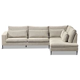 Hoekbank Mora Beige Ottomaan Rechts 