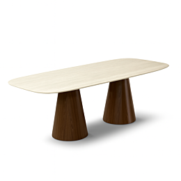 Eettafel keramiek Mira Deens Ovaal Met Walnoot Poten