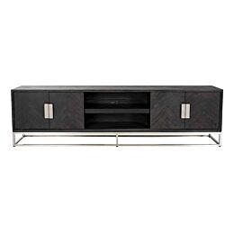 Richmond Interiors TV-dressoir Blackbone Silver 4-deuren 220 Black rustic