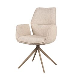 LABEL51 Eetkamerstoel Mellow - Naturel - Boucle - Taupe Onderstel