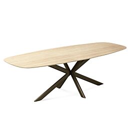 Eettafel Roxy Travertine met anodic bruine poot
