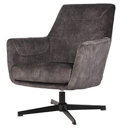 LABEL51 Fauteuil Toby - Antraciet - Velours