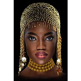 Glasschilderij Beautiful Woman Black/Gold