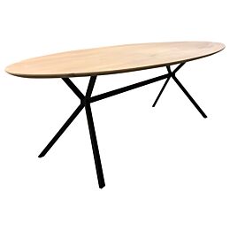 eikenhouten ovale tafel met spin poot
