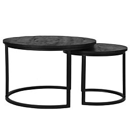 LABEL51 Salontafel Double - Zwart - Mangohout - 70 cm