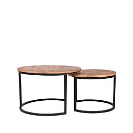 LABEL51 Salontafel Set Double - Rough - Mangohout - 70 cm