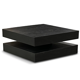 Luxe salon tafel 90x90 zwart eiken fineer