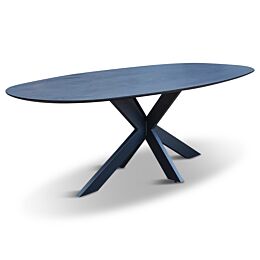 eettafel eiken ovaal zwart