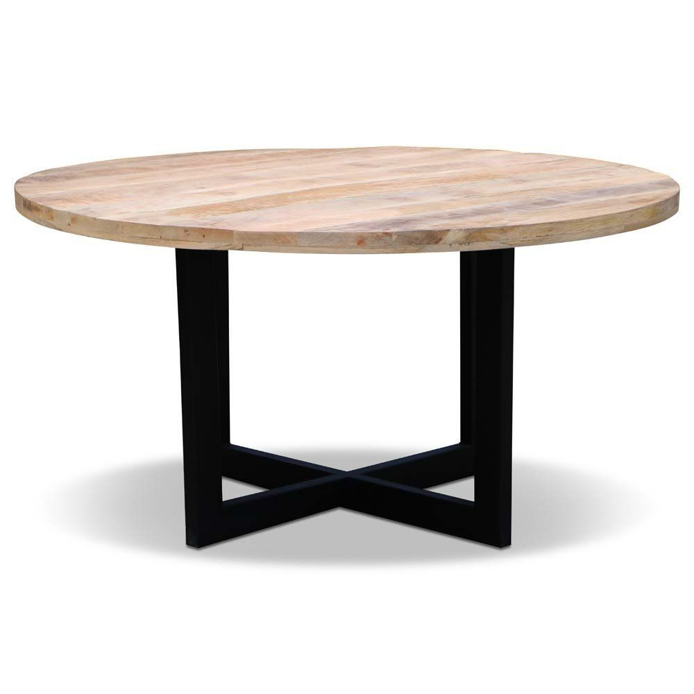 Ronde eettafel met houten blad