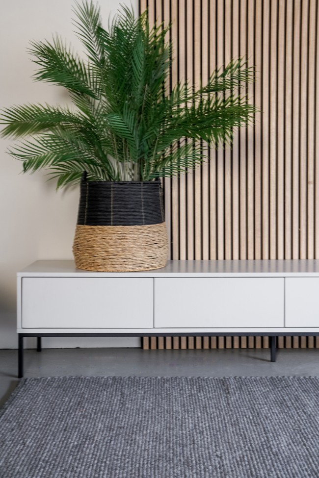Wit tv-meubel met plant